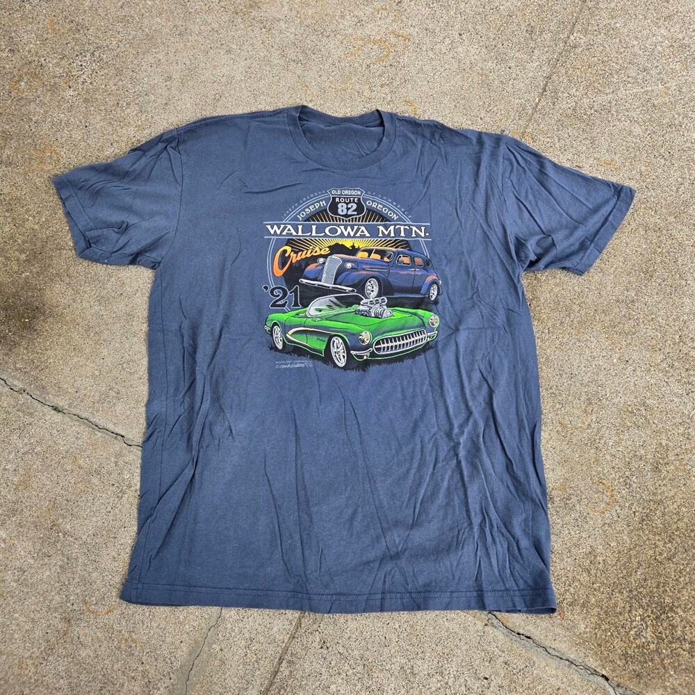 Vtg Y2k WALLOWA MOUNTAIN CRUISE Classic Cars Graphic Oregon Car Club T Shirt Lg